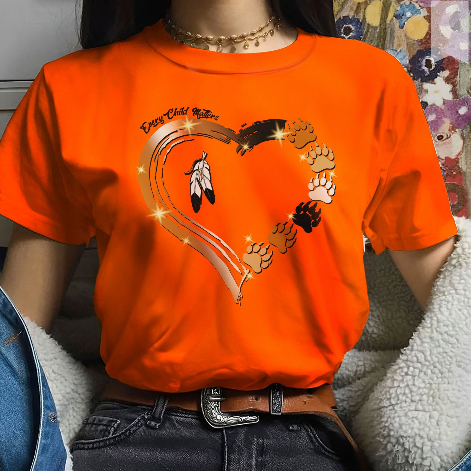 Every Child Matters Paws Of Heart Native American Unisex T-Shirt/Hoodie/Sweatshirt